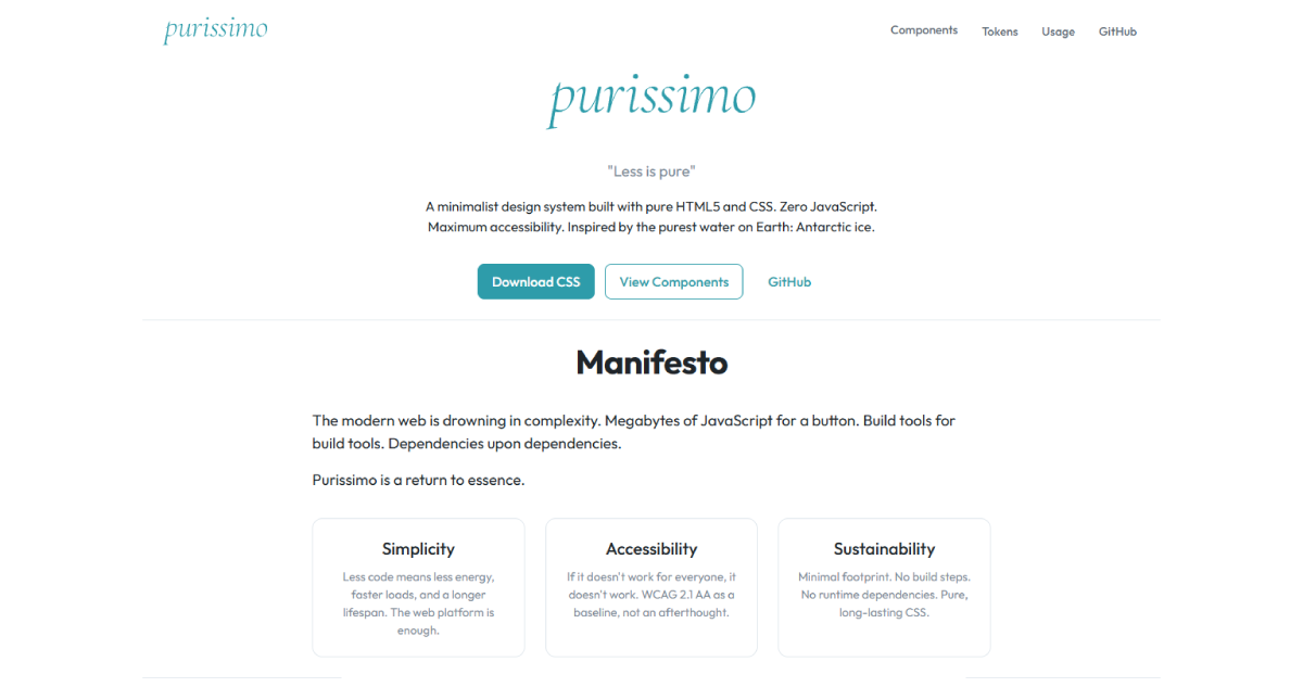 Purissimo components showcase